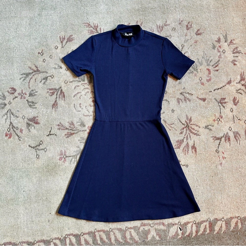 Reformation Knit Mini Dress Navy Blue